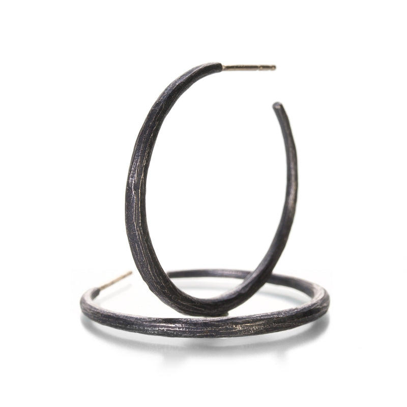 John Iversen Medium Oxidized Sterling Silver Hoops | Quadrum Gallery