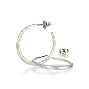 John Iversen Bright Sterling Silver Medium Hoops | Quadrum Gallery