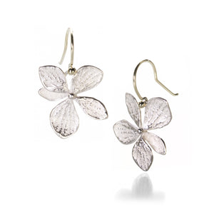 John Iversen Small Bright Silver Hydrangea Drop Earrings | Quadrum Gallery
