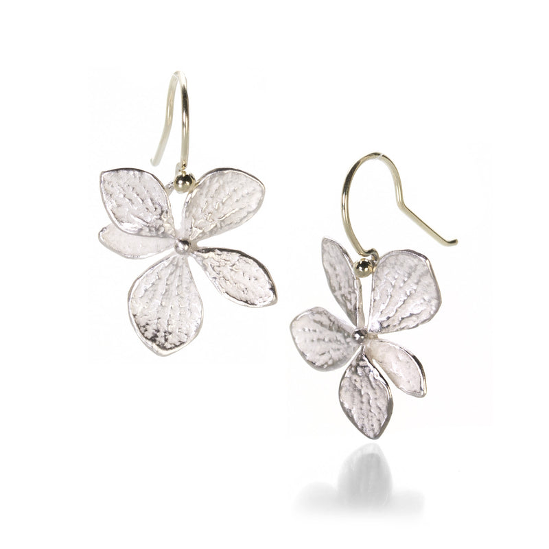 John Iversen Small Bright Silver Single Hydrangea Drop Earrings | Quadrum Gallery
