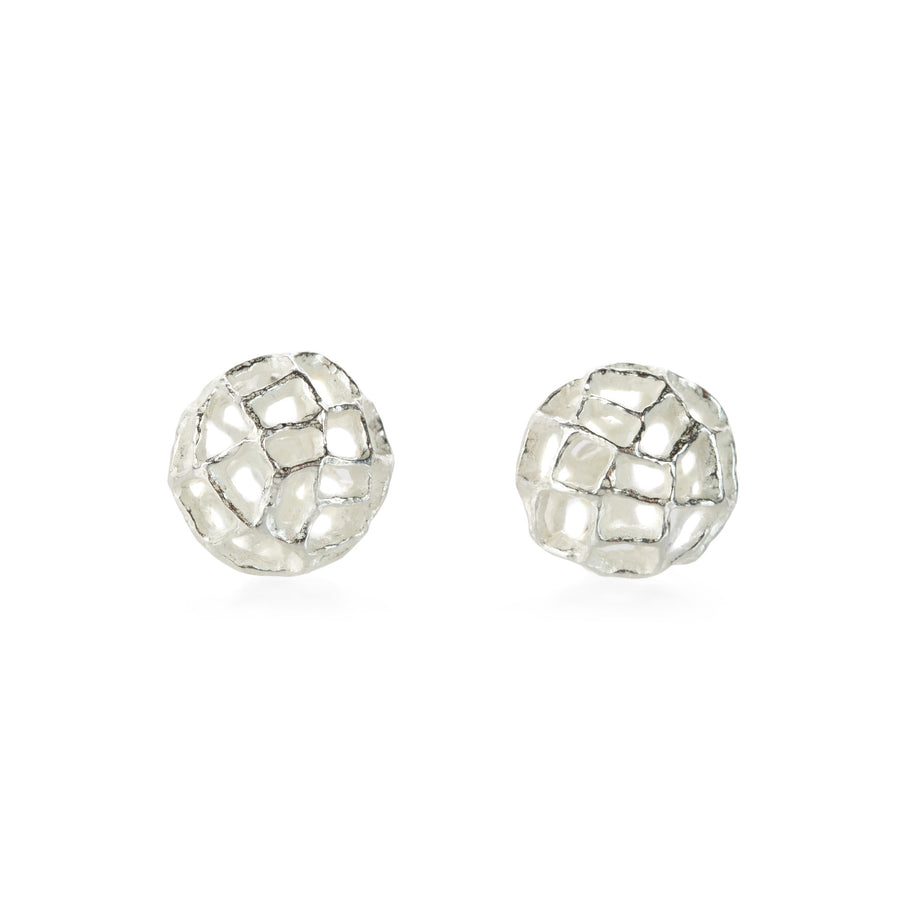 John Iversen Mini Bright Silver Basket Studs | Quadrum Gallery