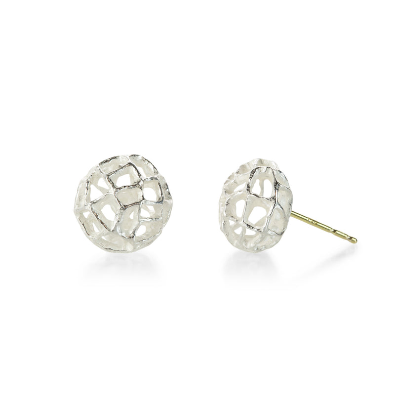 John Iversen Mini Bright Silver Basket Studs | Quadrum Gallery