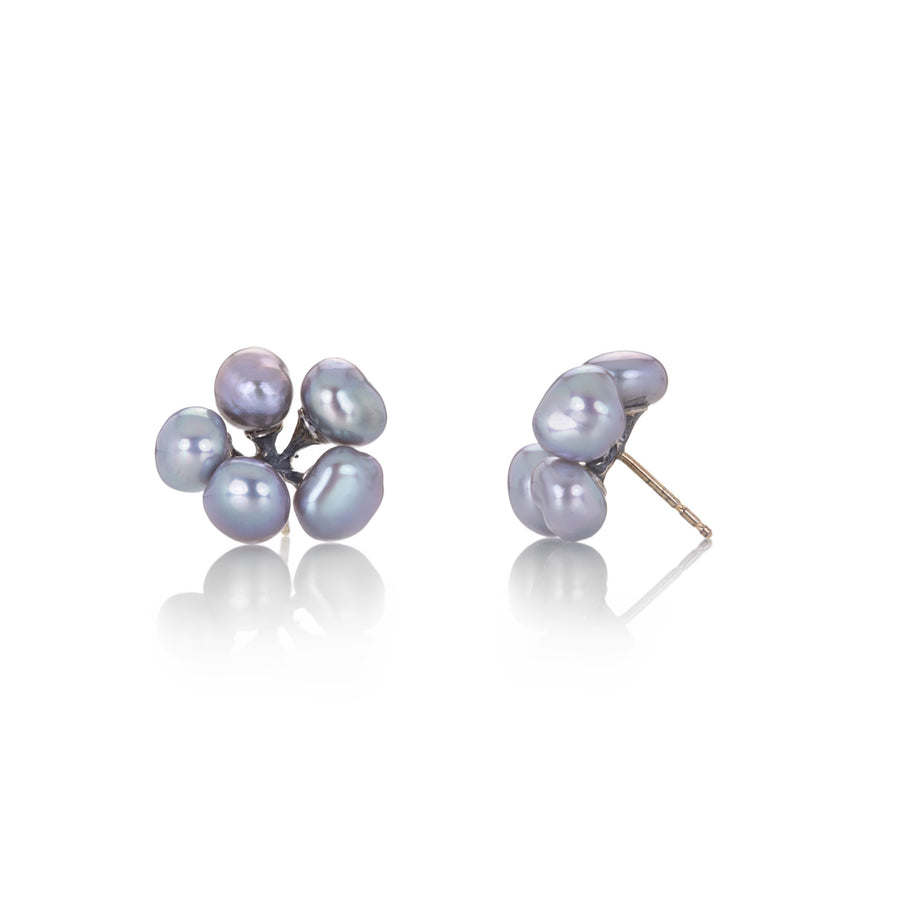 John Iversen Micro Jacks Earrings with Gray Freshwater Pearls | Quadrum Gallery