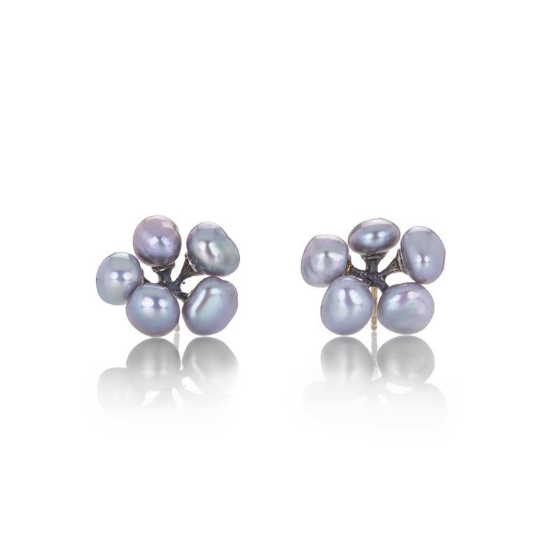 John Iversen Micro Jacks Earrings with Gray Freshwater Pearls | Quadrum Gallery