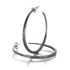 John Iversen Large Oxidized Silver Hoop Earrings | Quadrum Gallery