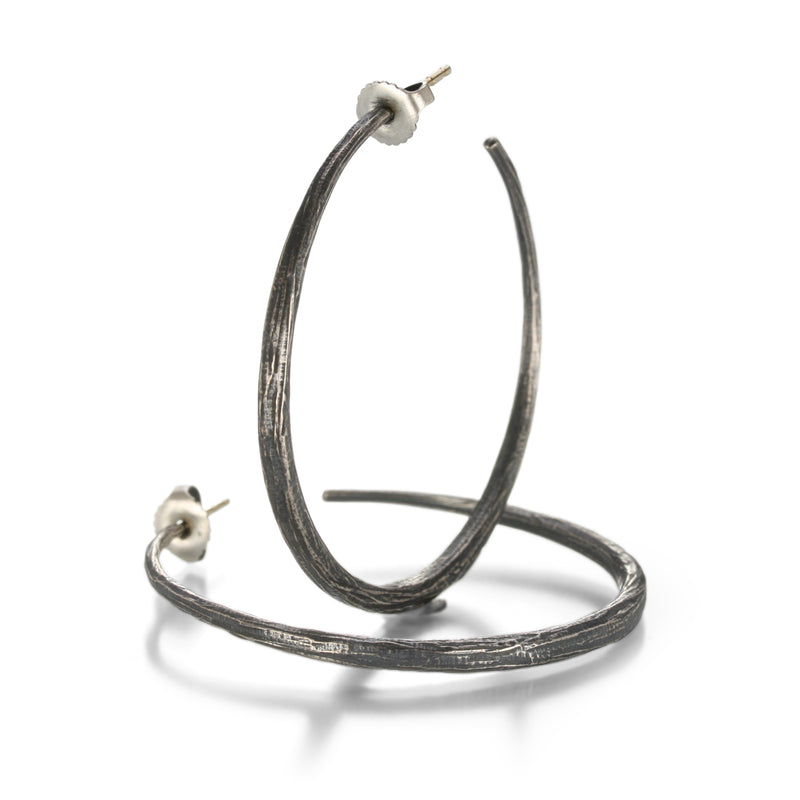 John Iversen Large Oxidized Silver Hoop Earrings | Quadrum Gallery