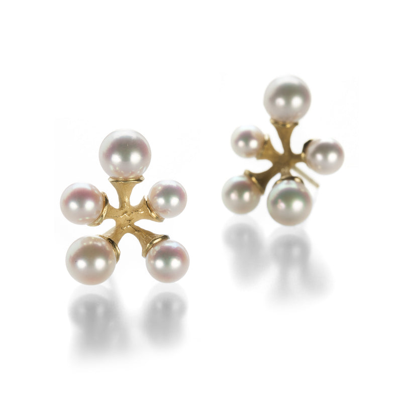 John Iversen 18k Akoya Pearl Micro Jacks Earrings | Quadrum Gallery