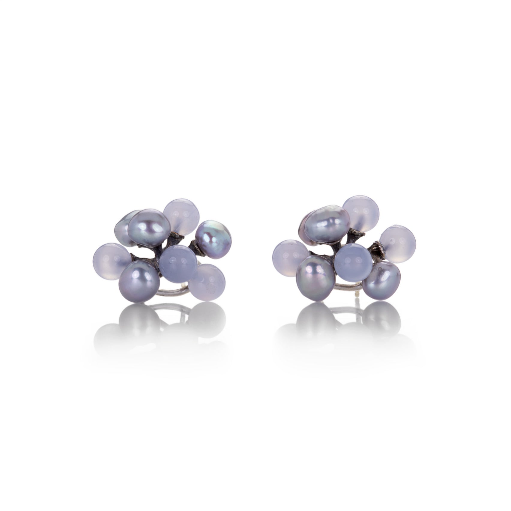 John Iversen Pearl and Chalcedony Small Jacks Earrings | Quadrum Gallery