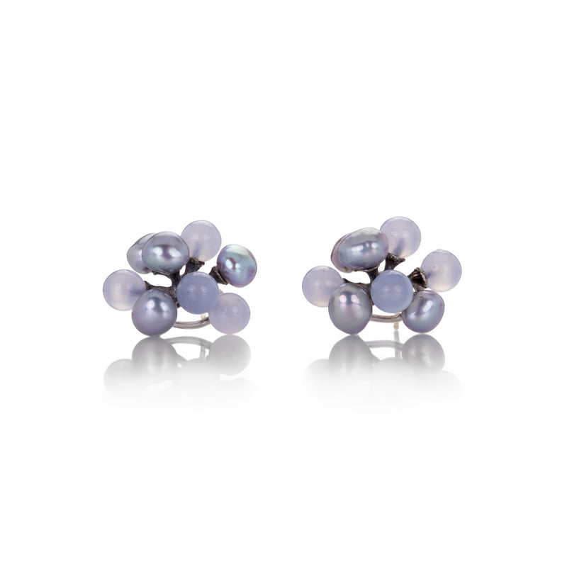 John Iversen Pearl and Chalcedony Small Jacks Earrings | Quadrum Gallery