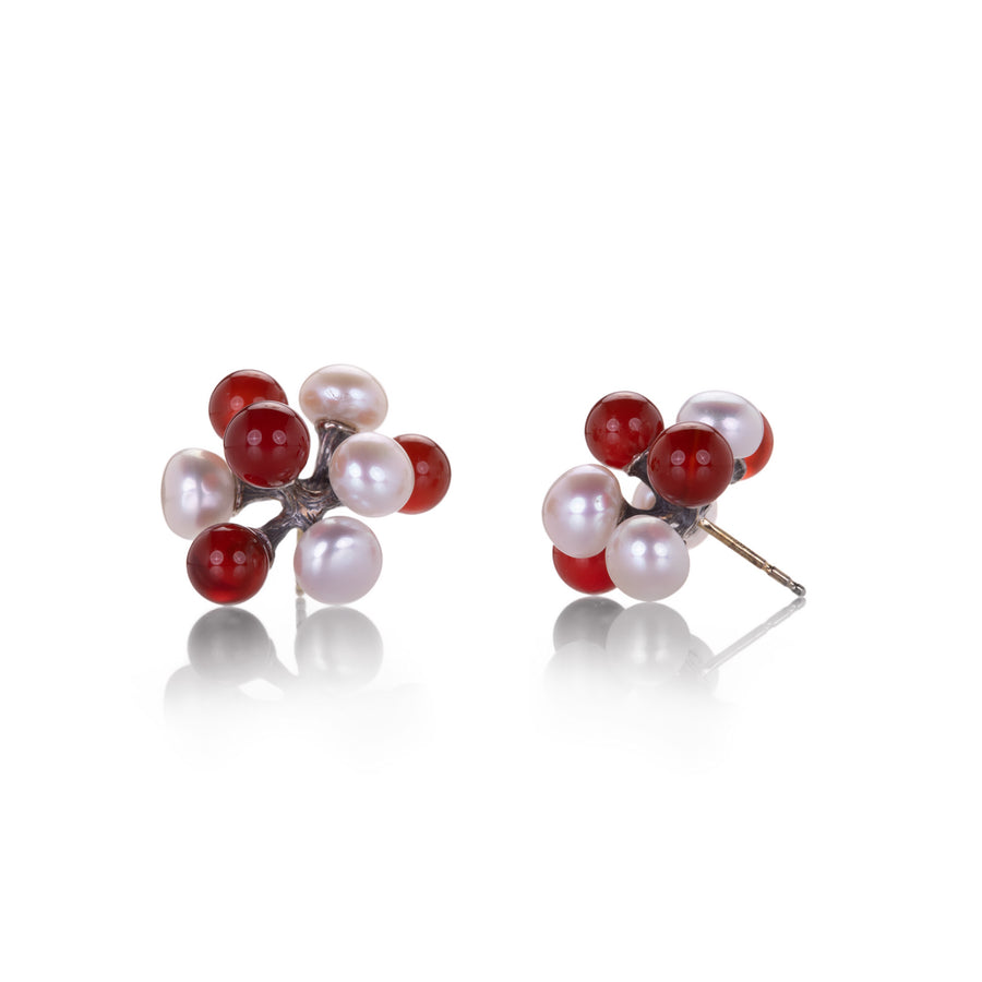 John Iversen Pearl and Carnelian Small Jacks Earrings | Quadrum Gallery