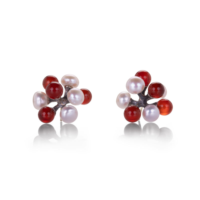 John Iversen Pearl and Carnelian Small Jacks Earrings | Quadrum Gallery