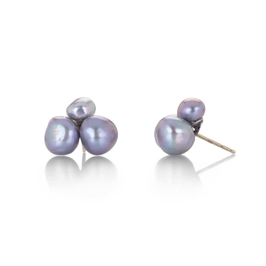 John Iversen Freshwater Gray Pearl Trio Jacks Earrings | Quadrum Gallery