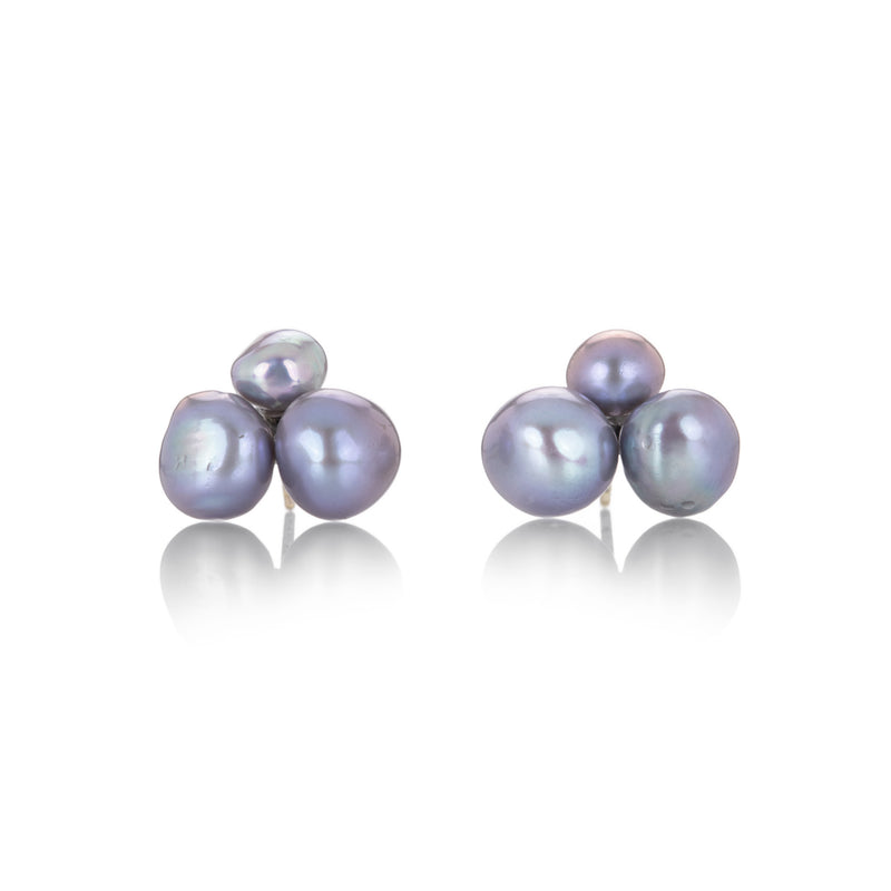 John Iversen Freshwater Gray Pearl Trio Jacks Earrings | Quadrum Gallery