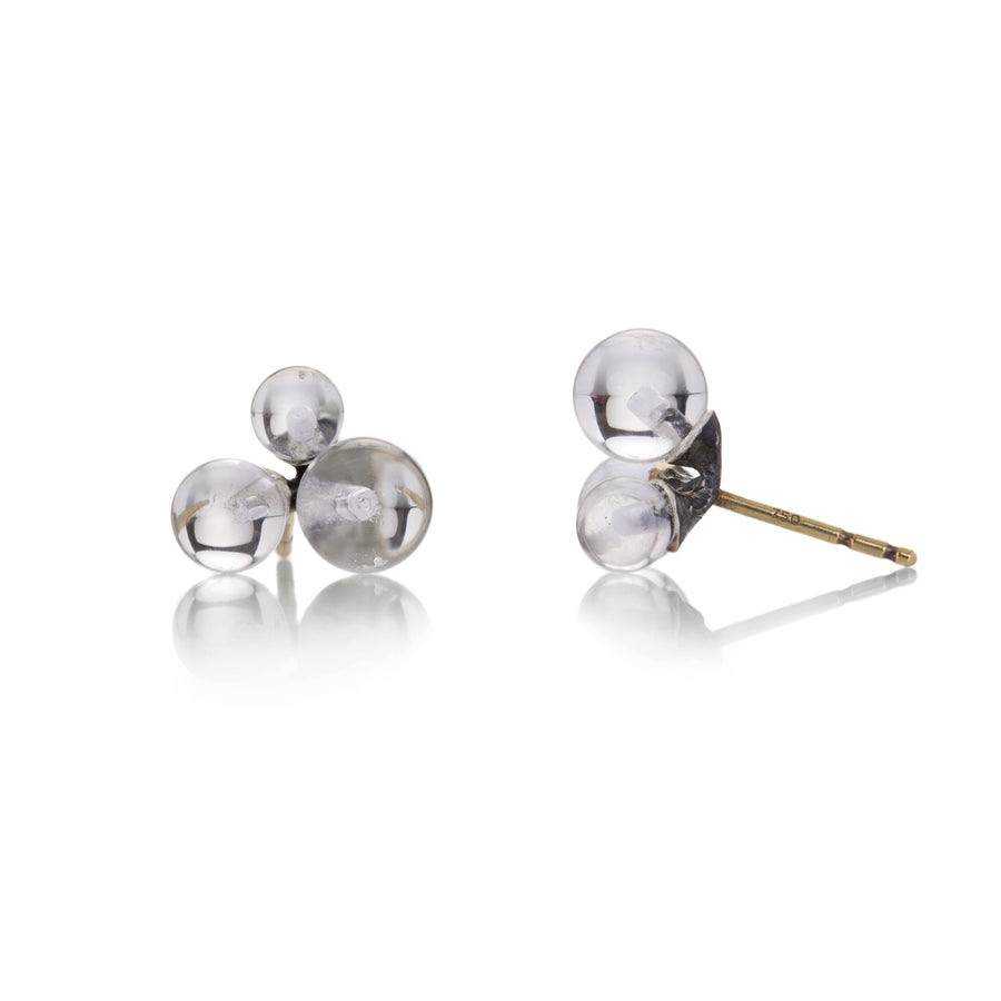 John Iversen Oxidized Silver Rock Crystal Trio Jacks Earrings | Quadrum Gallery