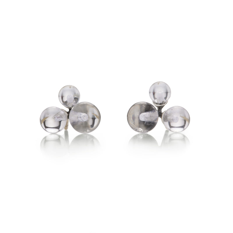John Iversen Oxidized Silver Rock Crystal Trio Jacks Earrings | Quadrum Gallery