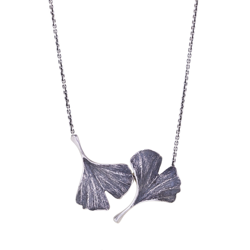 John Iversen Large Double Ginkgo Leaf Pendant Necklace | Quadrum Gallery