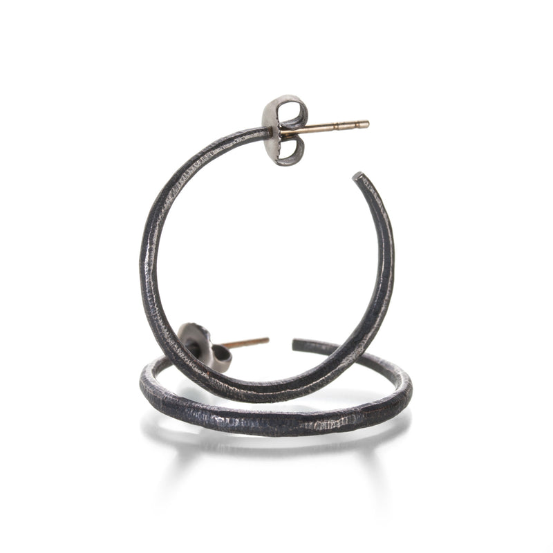 John Iversen Oxidized Sterling Silver 1" Hoop Earrings | Quadrum Gallery