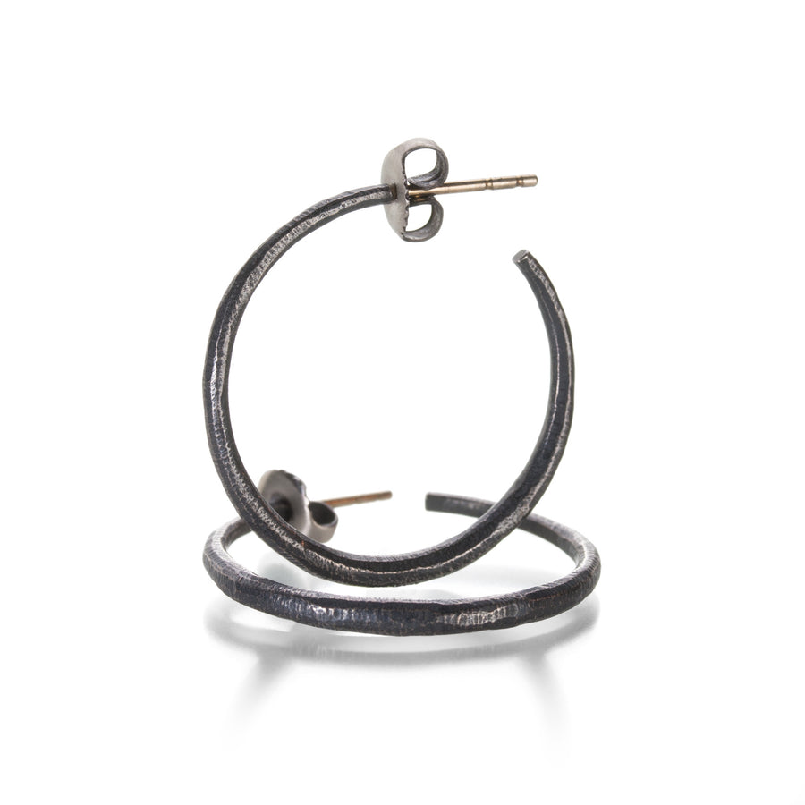 John Iversen Oxidized Sterling Silver 1" Hoops | Quadrum Gallery