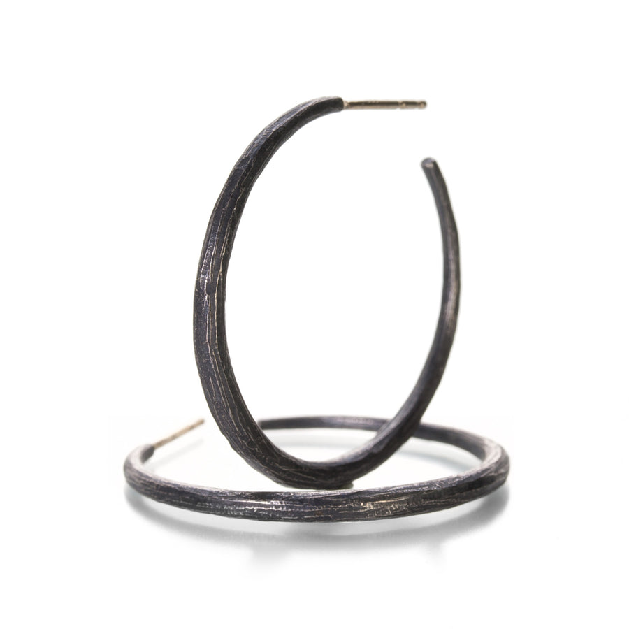 John Iversen Medium Oxidized Silver Hoop Earrings | Quadrum Gallery