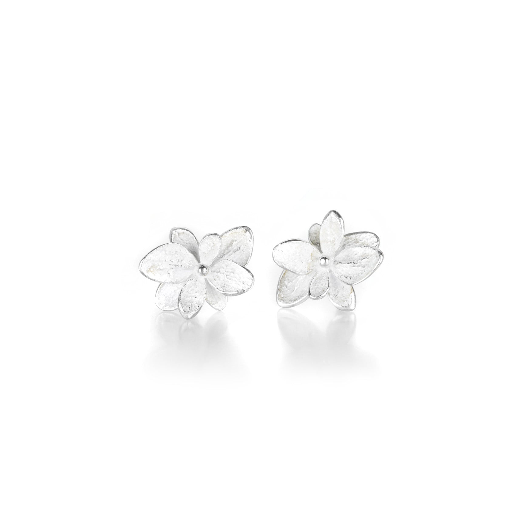 John Iversen Bright Silver Tiny Hydrangea Stud Earrings | Quadrum Gallery