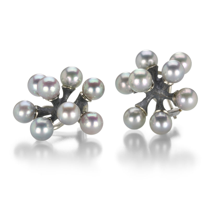 John Iversen Small Oxidized Gray Akoya Pearl Jacks Earrings | Quadrum Gallery