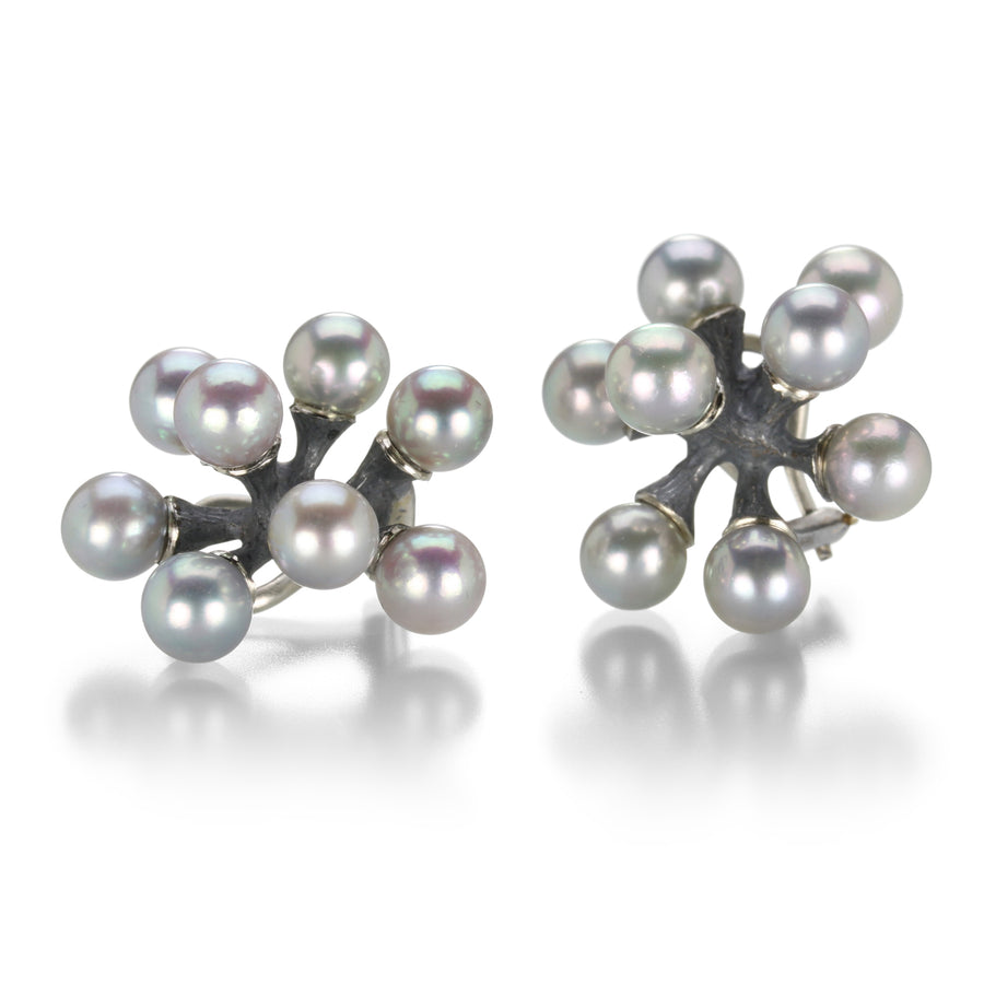 John Iversen Small Oxidized Gray Akoya Pearl Jacks Earrings | Quadrum Gallery