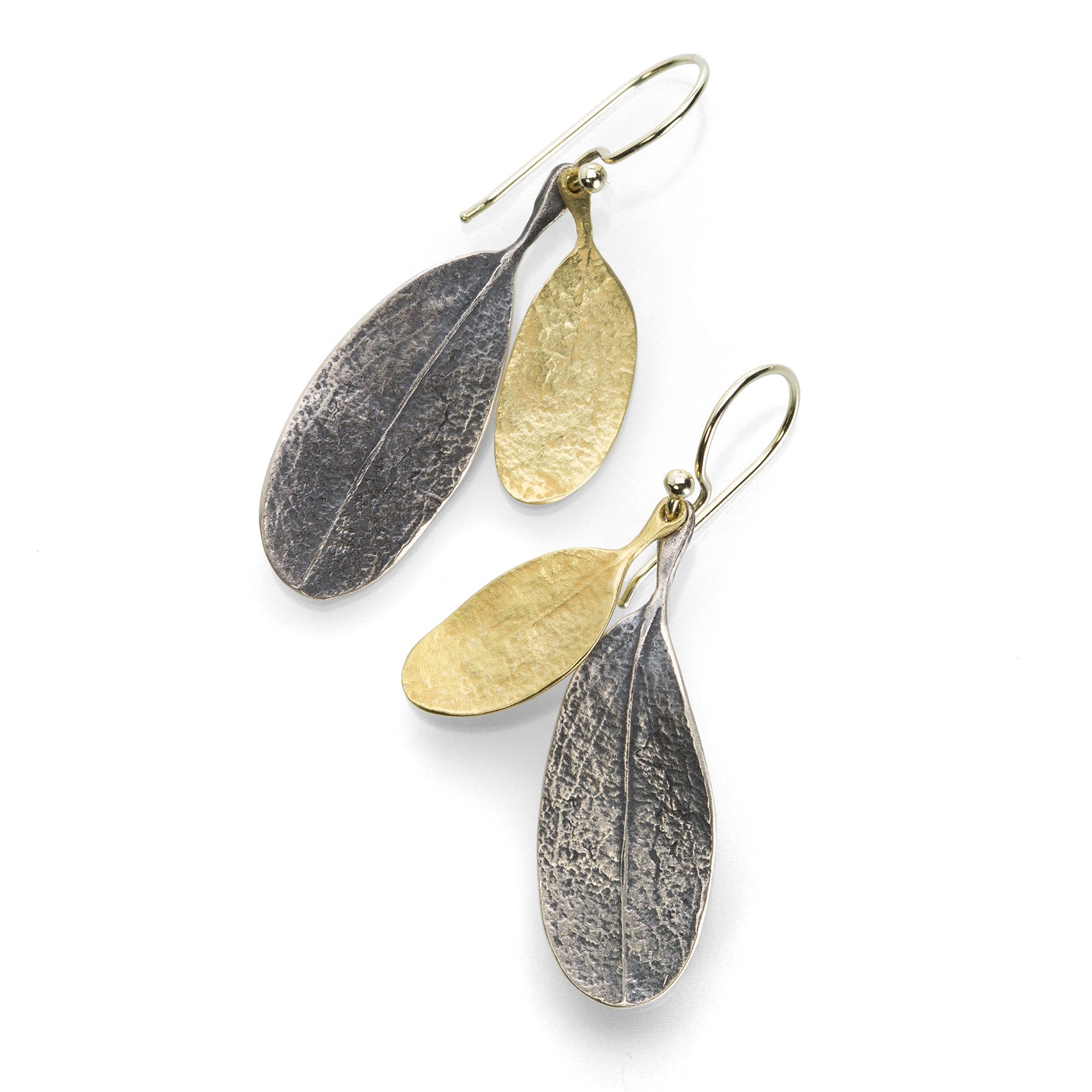 John Iversen Mixed Metal Leaf Drop Earrings | Quadrum Gallery