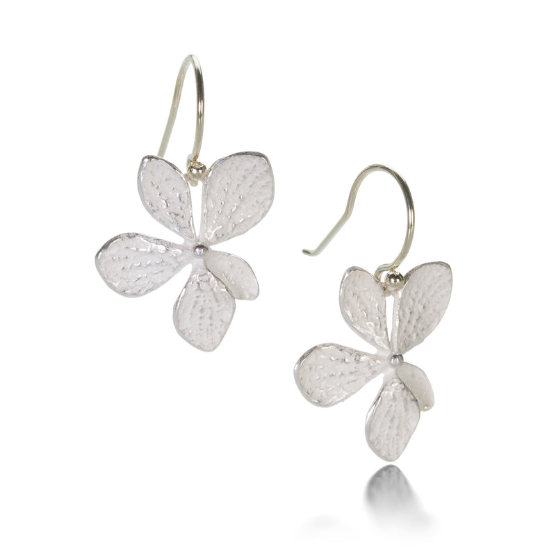 John Iversen Bright Silver Single Hydrangea Drop Earrings | Quadrum Gallery