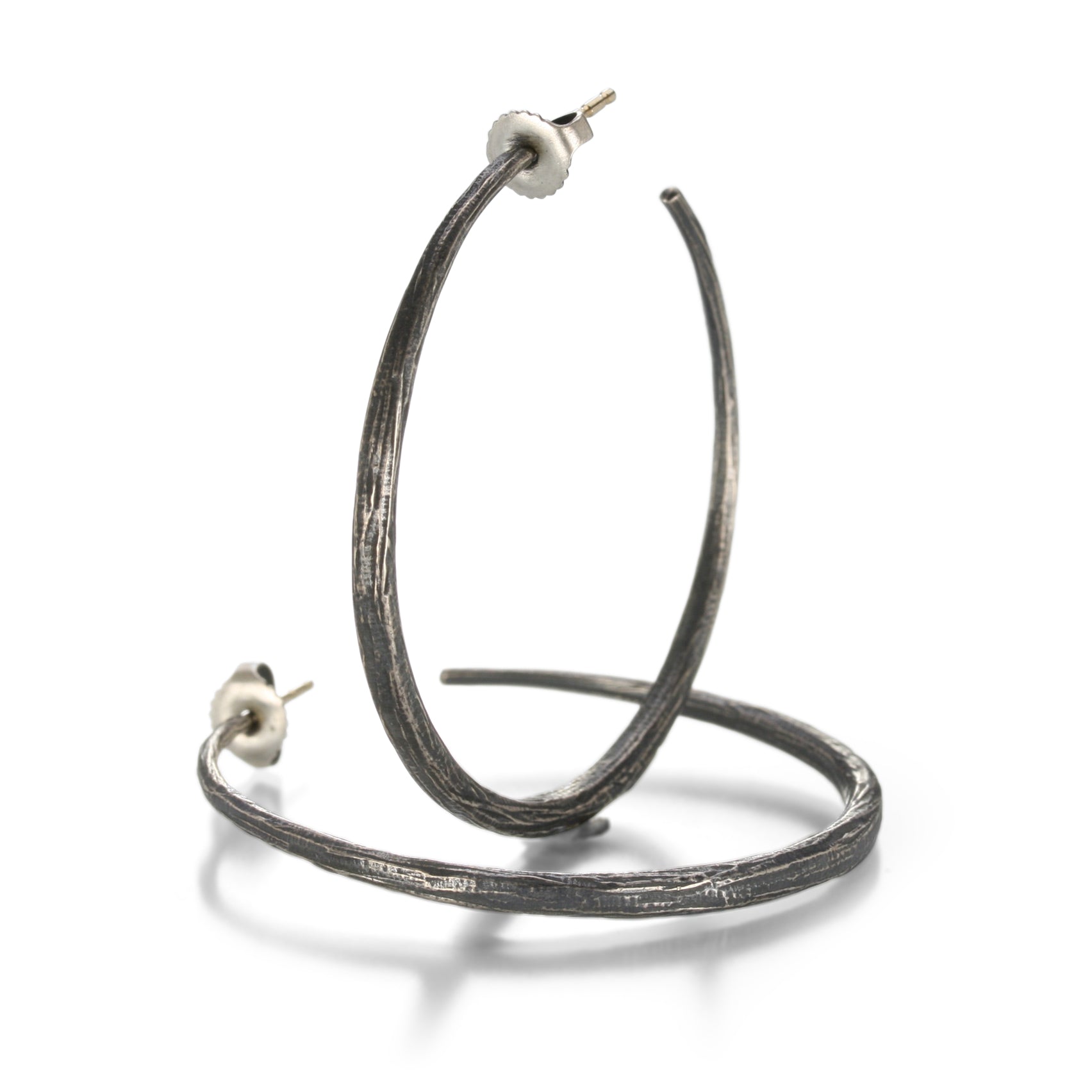 John Iversen Oxidized Sterling Silver Large Hoop Earrings | Quadrum Gallery