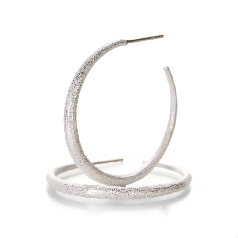 John Iversen Bright Sterling Silver Large Hoop Earrings | Quadrum Gallery
