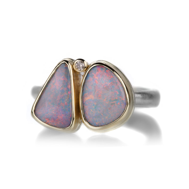 Jamie Joseph Double Asymmetrical Australian Black Opal Ring | Quadrum Gallery