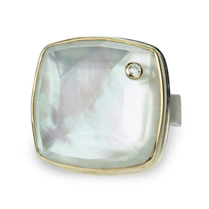Jamie Joseph Square Rock Crystal Over Mother of Pearl Ring | Quadrum Gallery