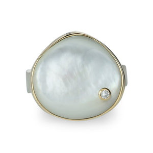 Jamie Joseph Asymmetrical White Mother of Pearl Ring | Quadrum Gallery
