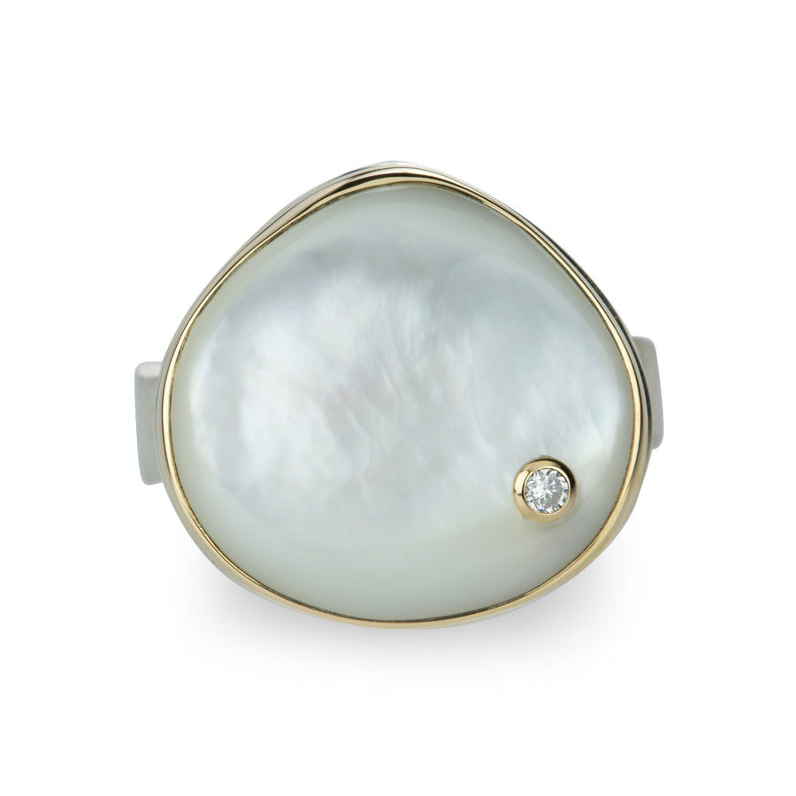 Jamie Joseph Asymmetrical White Mother of Pearl Ring | Quadrum Gallery