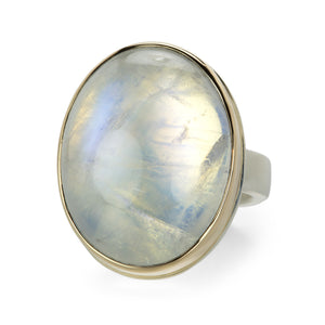 Jamie Joseph Large Oval White Rainbow Moonstone Ring | Quadrum Gallery