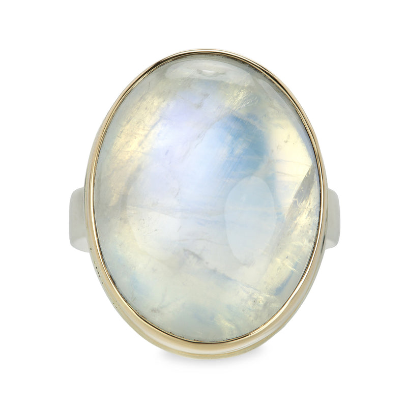 Jamie Joseph Large Oval White Rainbow Moonstone Ring | Quadrum Gallery