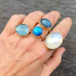 Jamie Joseph Round Smooth Rainbow Moonstone Ring | Quadrum Gallery