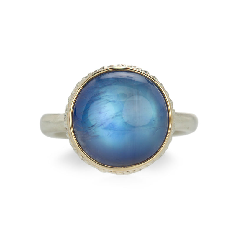 Jamie Joseph Round Smooth Rainbow Moonstone Ring | Quadrum Gallery