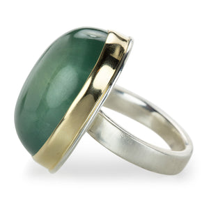 Jamie Joseph Vertical Oval Smooth Prehnite Ring | Quadrum Gallery