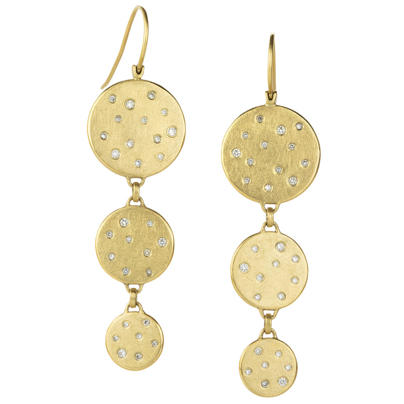 Kate Maller 18k Triple Drop Scattered Diamond Earrings | Quadrum Gallery