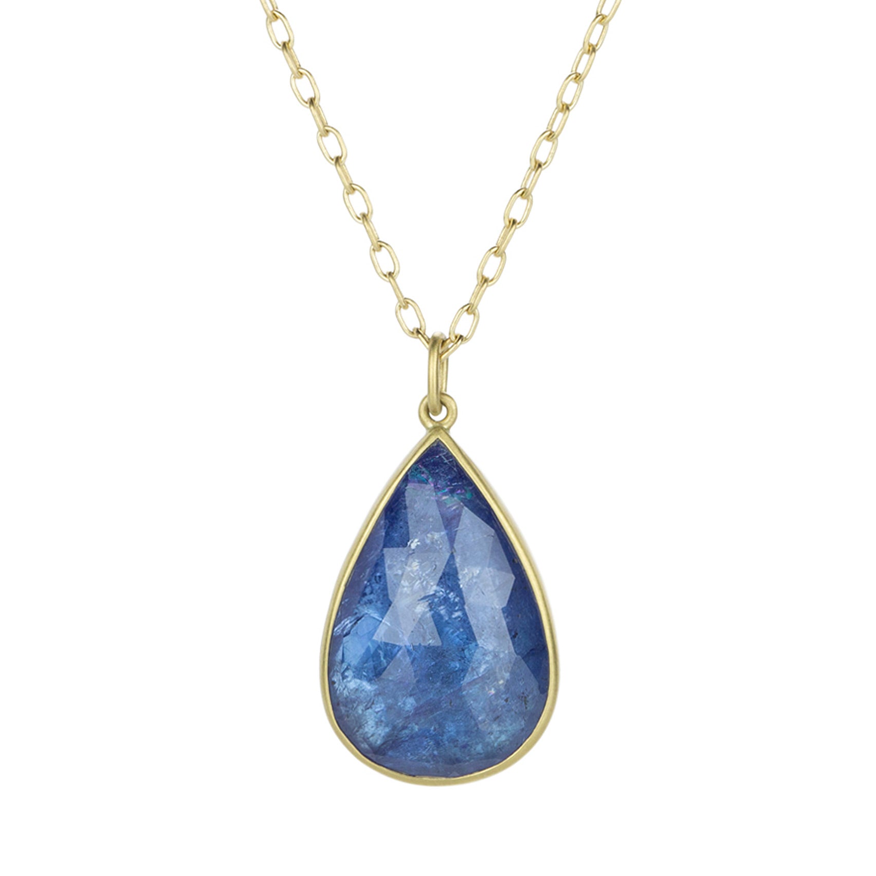 Faceted Teardrop Tanzanite Pendant Necklace - Main Image