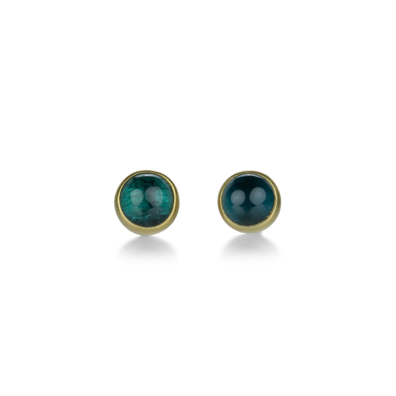 Lola Brooks Round Blue Green Tourmaline Studs | Quadrum Gallery