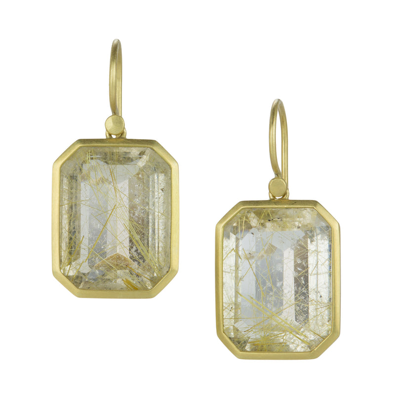 Lola Brooks Emerald Cut Golden Rutilated Quartz Drop Earrings | Quadrum Gallery