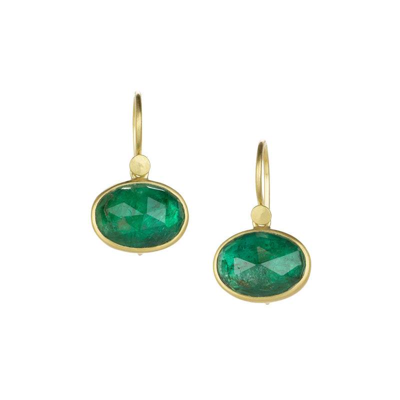 Lola Brooks 18k Horizontal Oval Emerald Drop Earrings | Quadrum Gallery