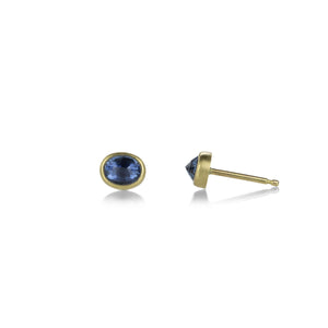 Lola Brooks Small Oval Blue Sapphire Stud Earrings  | Quadrum Gallery