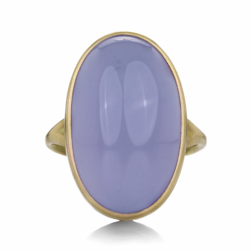 Lola Brooks 18k Smooth Oval Blue Chalcedony Ring | Quadrum Gallery