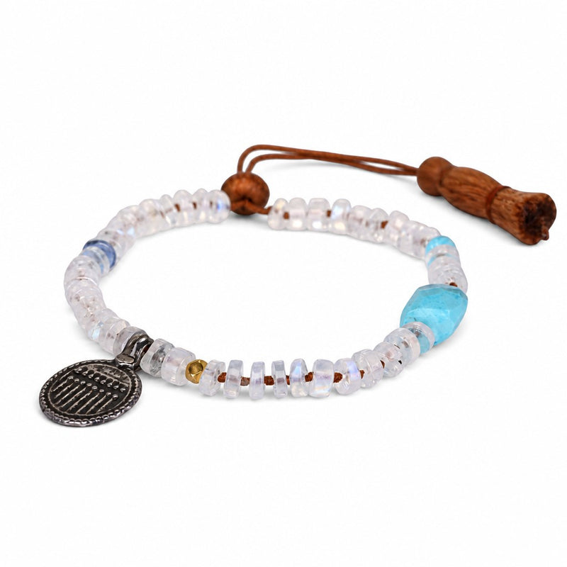 Lena Skadegard Moonstone, Turquoise and Silver Disc Bracelet | Quadrum Gallery