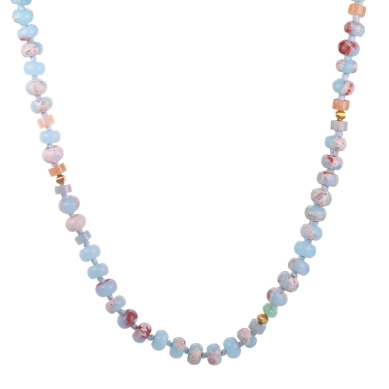 Lena Skadegard Smooth Multicolored Blue Aqua Beaded Necklace | Quadrum Gallery