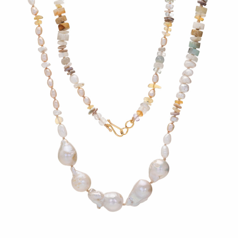 Lena Skadegard Pearl, Opal and Aquamarine Necklace | Quadrum Gallery