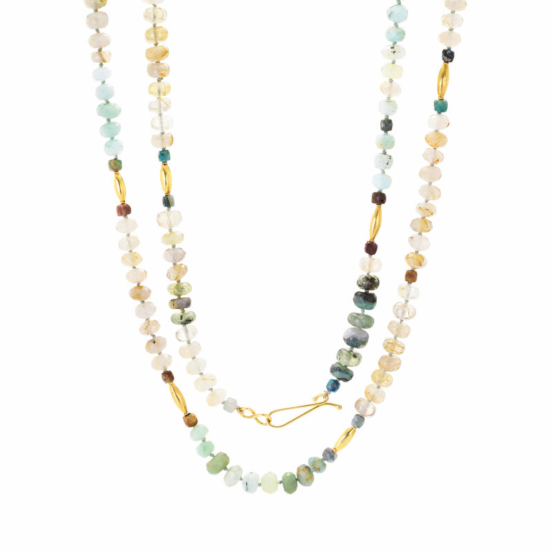 Lena Skadegard Neutral Blue Green Beaded Necklace | Quadrum Gallery